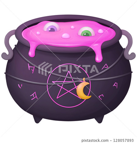 Witch Cauldron Pink Potion Eyeballs Halloween Magic 128057893