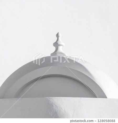 White Architectural Dome with Finial Detail 128058088