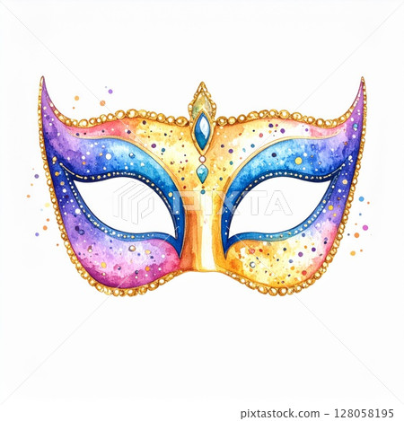 Colorful Venetian Mask Watercolor Painting Colorful Venetian Mask Watercolor Painting 128058195