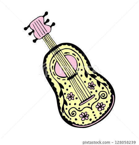 Mexican guitarron, cute colorful doodle Mexican guitarron, cute colorful doodle 128058239
