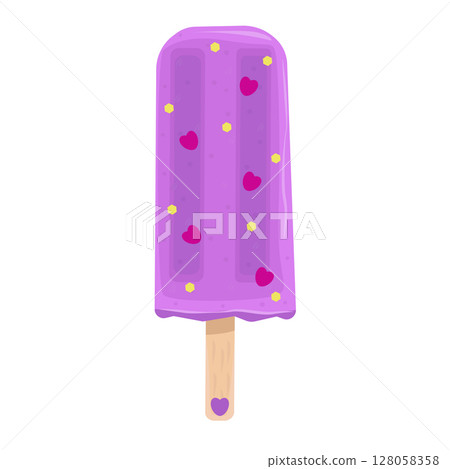 Appetizing violet ice-cream with colorful sprinkle 128058358