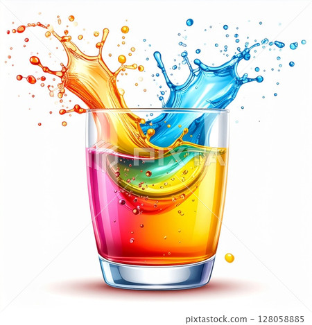 Colorful Cocktail Splash in Glass 128058885