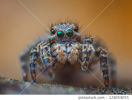 A Close-up picture of a Jumping Spider portrait Captured in Nature 128059055