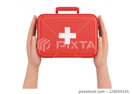 First-aid kit case held in both hands 128059185