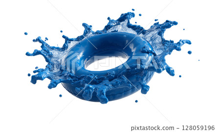 Blue splash in motion style with inner glow effect, centered on white background 128059196