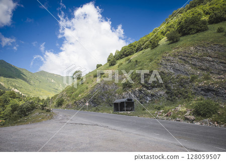 Gudauri region in Georgia. Mountains landscape. View from the top 128059507