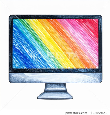 Colorful Rainbow Stripes on Computer Screen 128059649