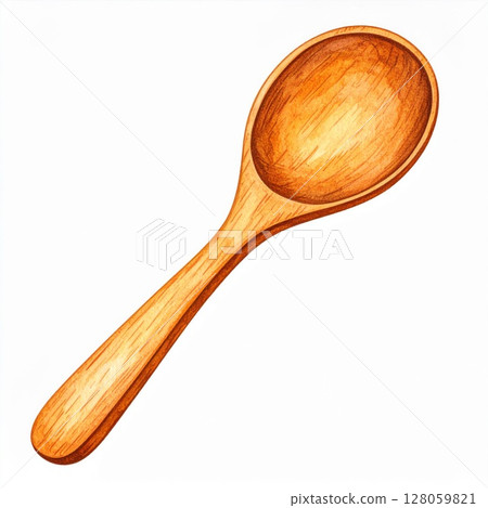 Wooden Spoon on White Background 128059821