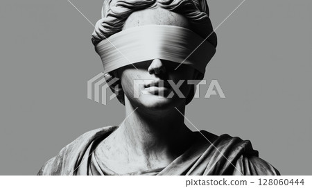 Blindfolded Marble Statue Bust 128060444