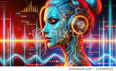artificial intelligence, neon, woman 128060616