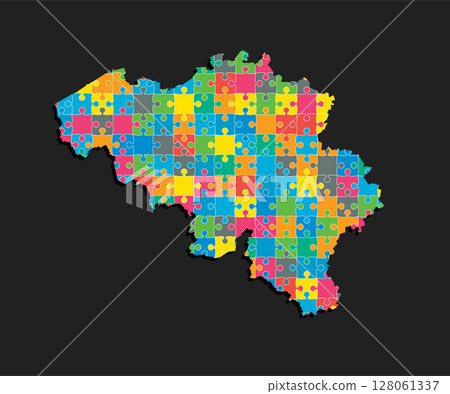 Creative map Belgium from color puzzle, jigsaw 128061337