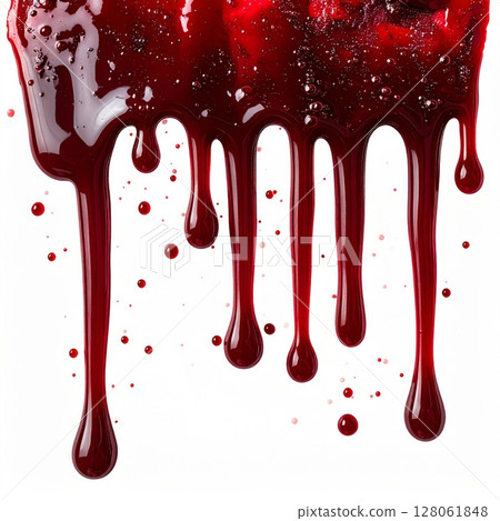 Dripping Blood Splatter Texture Red Liquid Background 128061848
