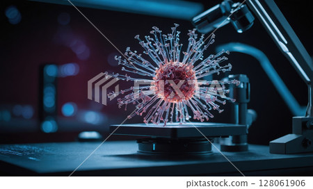 3d model of a virus being analyzed by...-插圖素材 [128061906] - PIXTA圖庫