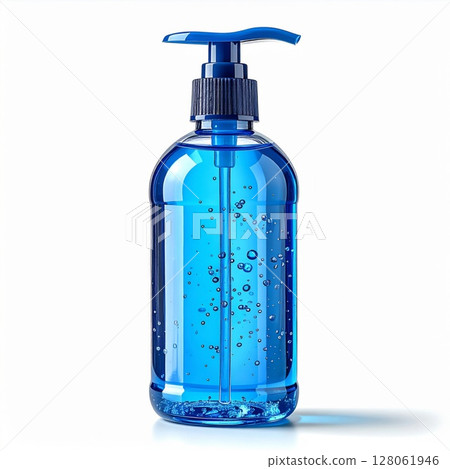 Blue Hand Sanitizer Bottle with Pump Dispenser 128061946