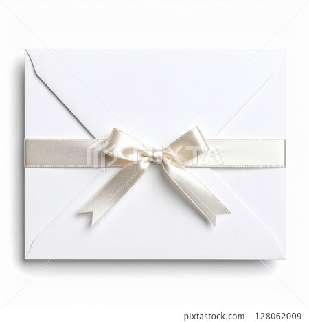 White Envelope with Cream Satin Ribbon Bow 128062009