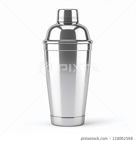 Silver Cocktail Shaker on White Background Silver Cocktail Shaker on White Background 128062568