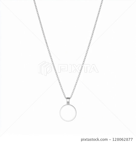 Silver Circle Pendant Necklace on Thin Chain 128062877