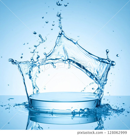 Water Splash with Blue Hues and Smooth Texture 128062999