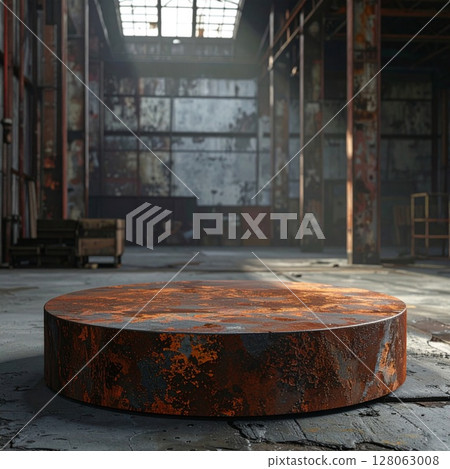 Rusty Metal Platform in Abandoned Factory Interior 128063008