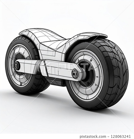 Wireframe Model of a Futuristic Motorcycle 128063241
