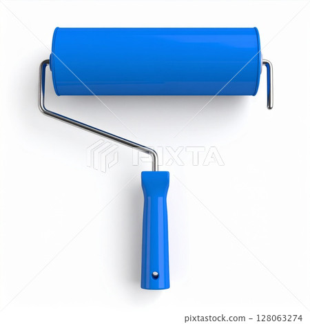 Blue Paint Roller on White Background 128063274