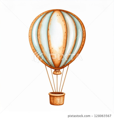 Watercolor Hot Air Balloon Illustration 128063567
