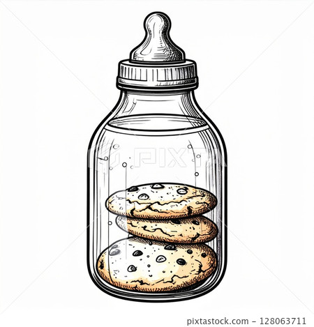 Chocolate Chip Cookies in a Vintage Baby Bottle Chocolate Chip Cookies in a Vintage Baby Bottle 128063711