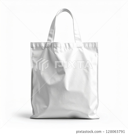Silver Metallic Tote Bag Mockup on White Background 128063791