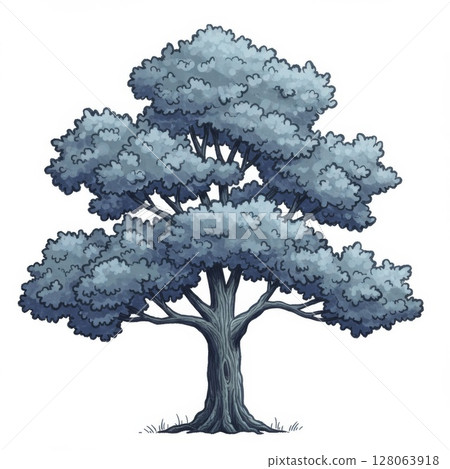 Pixel Art Blue Tree Illustration on White Background 128063918