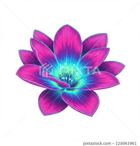 Vibrant Purple and Blue Neon Flower Blossom 128063961