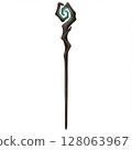 Pixel Art Glowing Wooden Staff with Spiral Top 128063967