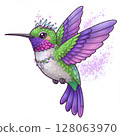 Whimsical Purple Green Hummingbird with Sparkles 128063970