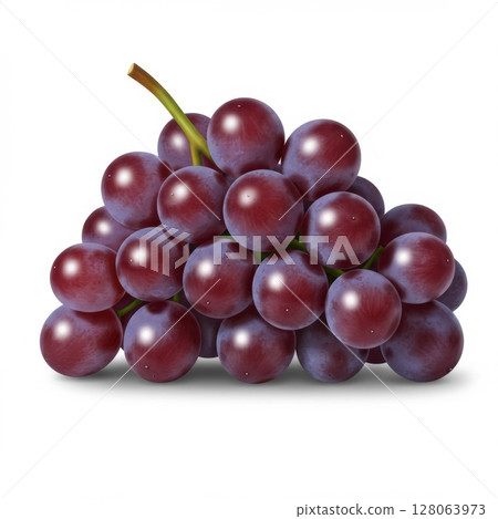 Red Grape Cluster on White Background 128063973