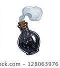 Dark Mystical Potion Bottle with Smoke and Stars 128063976
