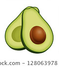 Two Halves Of A Ripe Green Avocado 128063978