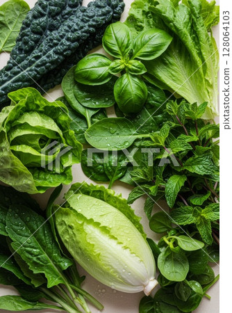Assortment of Fresh Green Leafy Vegetables 128064103