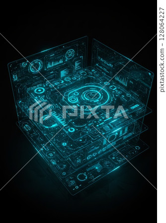 Abstract Futuristic Holographic Data Interface 128064227
