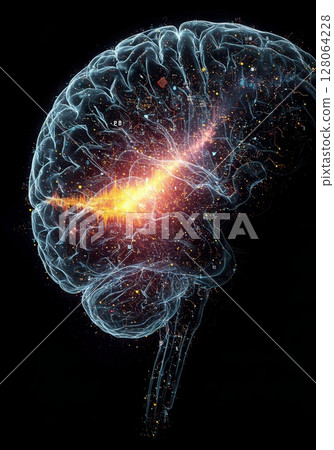 Glowing Human Brain Neural Network Abstract 128064228