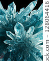 Blue Crystal Cluster on Black Background 128064416