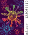 Colorful Virus Cell Microscopic 3D Render 128064419