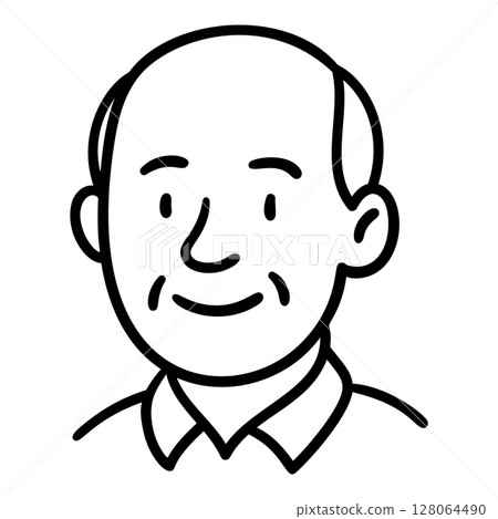 Doodle older man avatar bald hand drawn style isolated 128064490