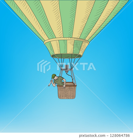 Man in a hot air balloon 128064786
