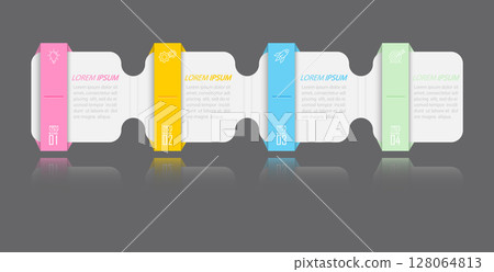 Business Infographics. 4 steps to achieve the result. Stages of development, workflow, marketing or plan. Business strategy with icons. Diagram of the report, statistics and training Business Infographics. 4 steps to achieve the result. Stages of development, workflow, marketing or plan. Business strategy with icons. Diagram of the report, statistics and training 128064813