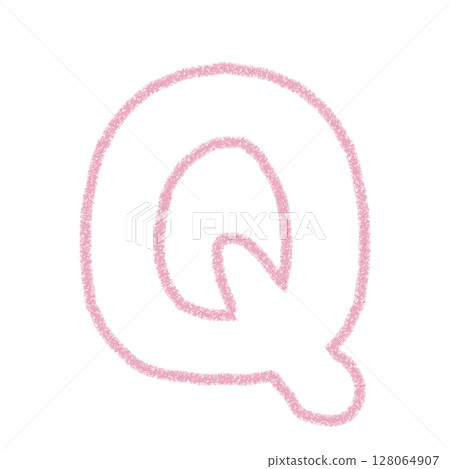 字母Q 手寫字母 可愛素材 粉紅色 插畫素材 圖示 蠟筆風格 128064907