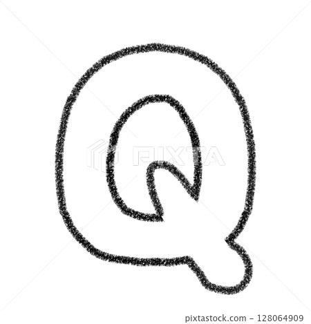 字母Q 手寫字母 可愛素材 黑色插畫素材 圖示 蠟筆風格 128064909