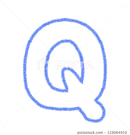 字母Q 手寫字母 可愛 素材 藍色 插畫 素材 圖示 蠟筆風格 128064910