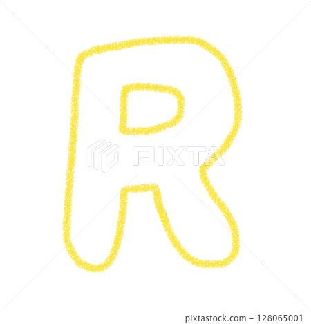 字母 R 手寫字母 可愛 材質 黃色 插圖 材質 圖示 蠟筆風格 128065001