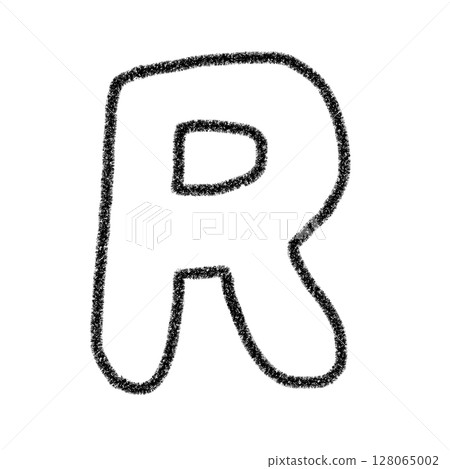 字母 R 手寫字母 可愛 材質 黑色 插圖 材質 圖示 蠟筆風格 128065002