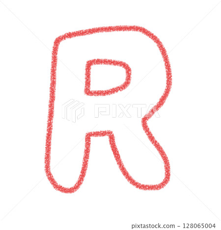 字母 R 手寫字母 可愛 材質 紅色 插圖 材質 圖示 蠟筆風格 128065004