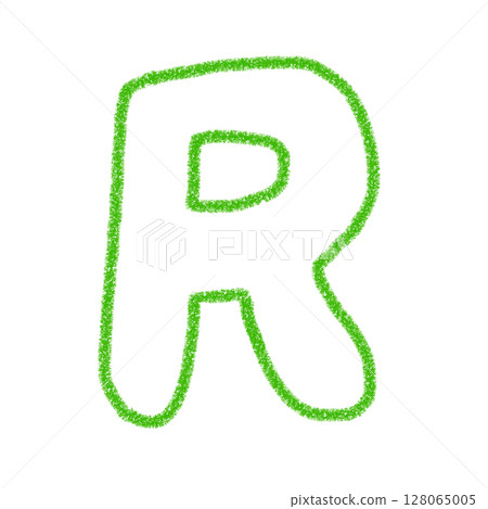 字母 R 手寫字母 可愛 材質 綠色 插圖 材質 圖示 蠟筆風格 128065005